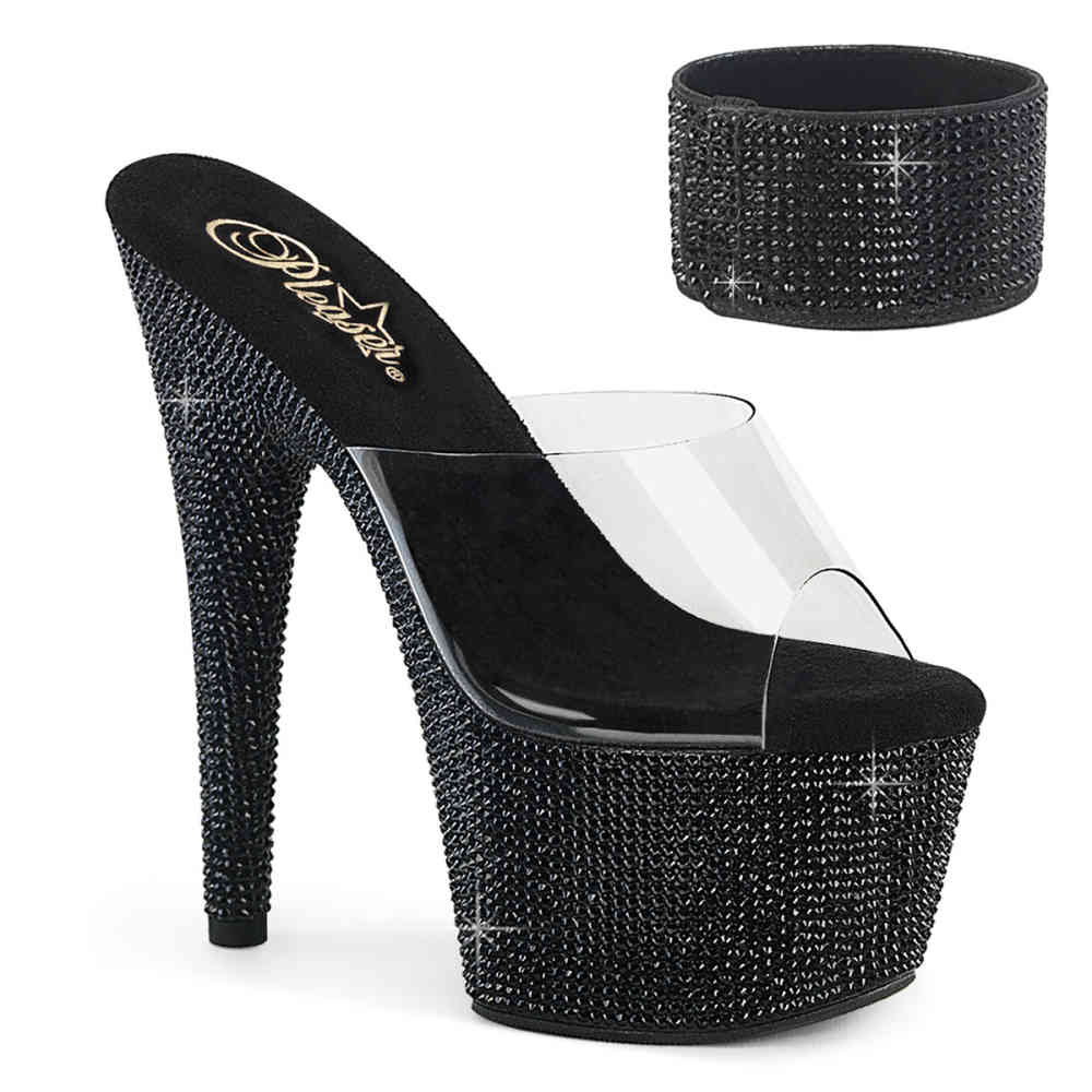 Pleaser - BEJEWELED712RS Pantoletten mit Absatz - Schwarz